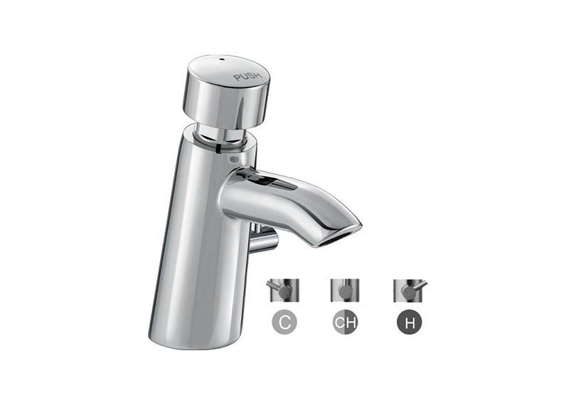 Self-closing mixer - push type