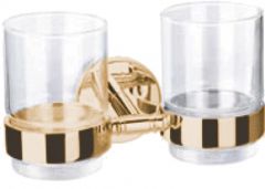 CALIBER brass double tumbler holder with two glasses