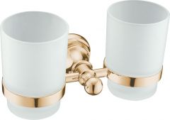 Brass double tumbler holders w/ glass